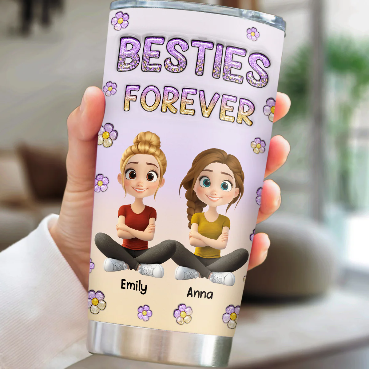 Always My Besties Cartoonize - Personalized Custom 3D Inflated Effect Tumbler - Image 2