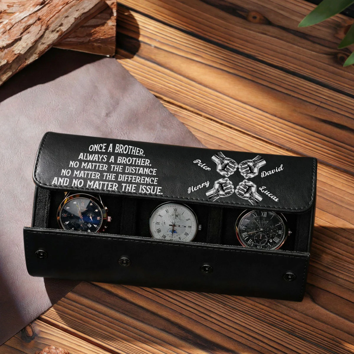 Always My Brother - Personalized Custom Leather Watch Case - Image 4