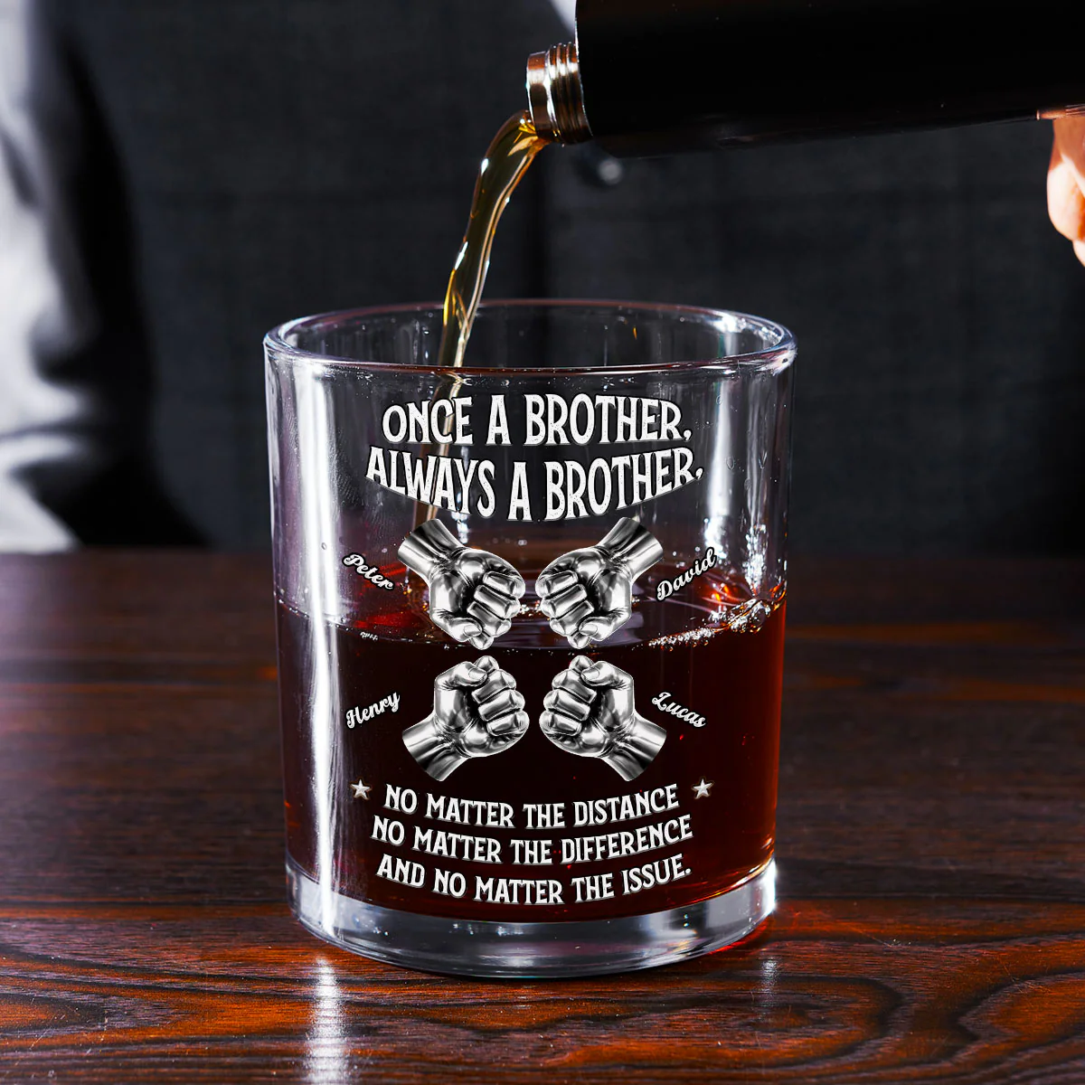 Always My Brother - Personalized Custom Whiskey Glass - Image 2