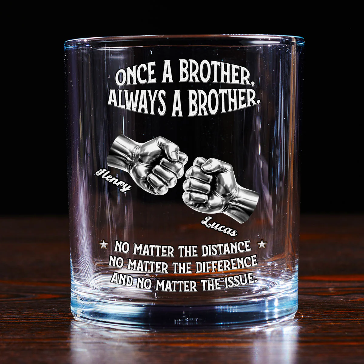 Always My Brother - Personalized Custom Whiskey Glass - Image 3