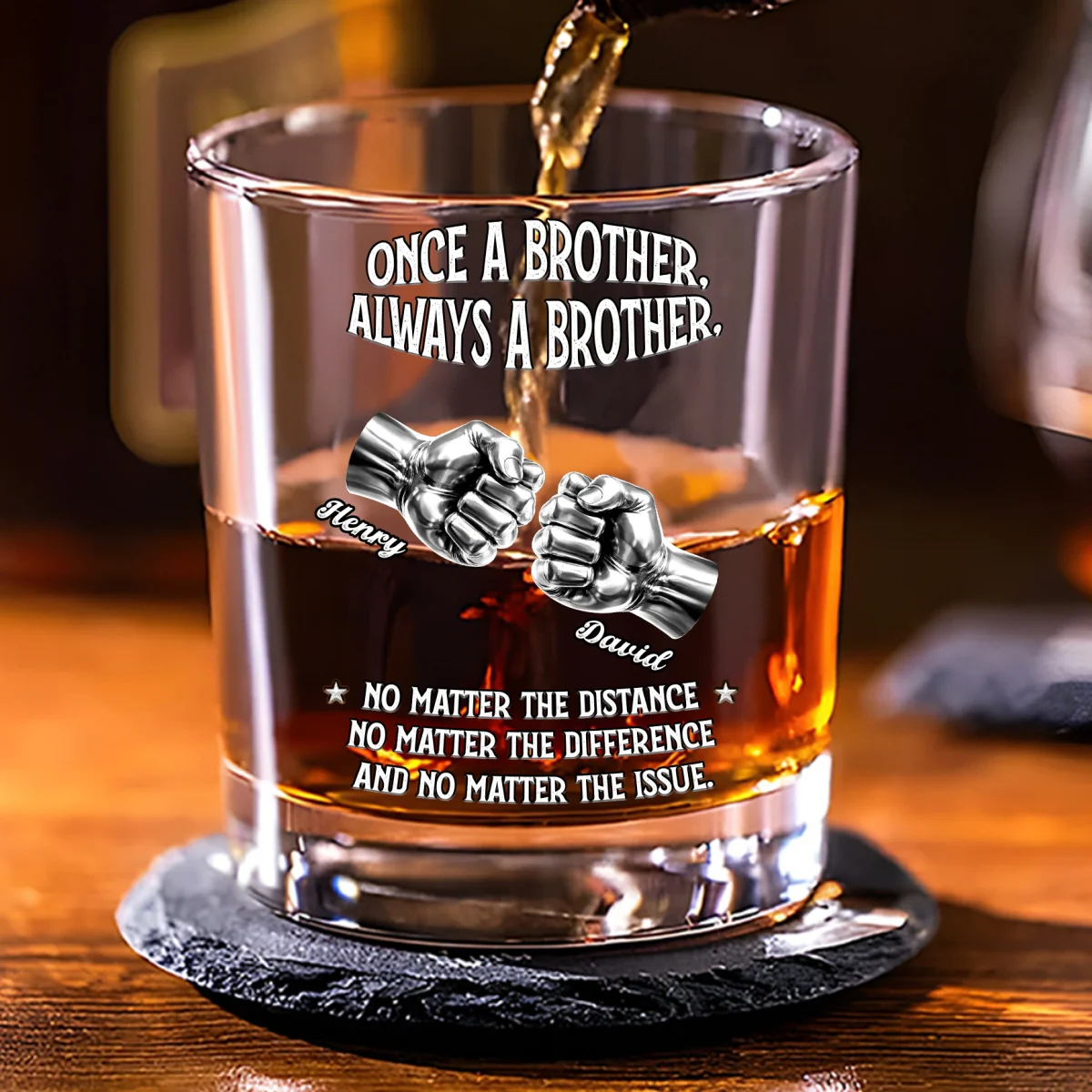 Always My Brother - Personalized Custom Whiskey Glass - Image 6