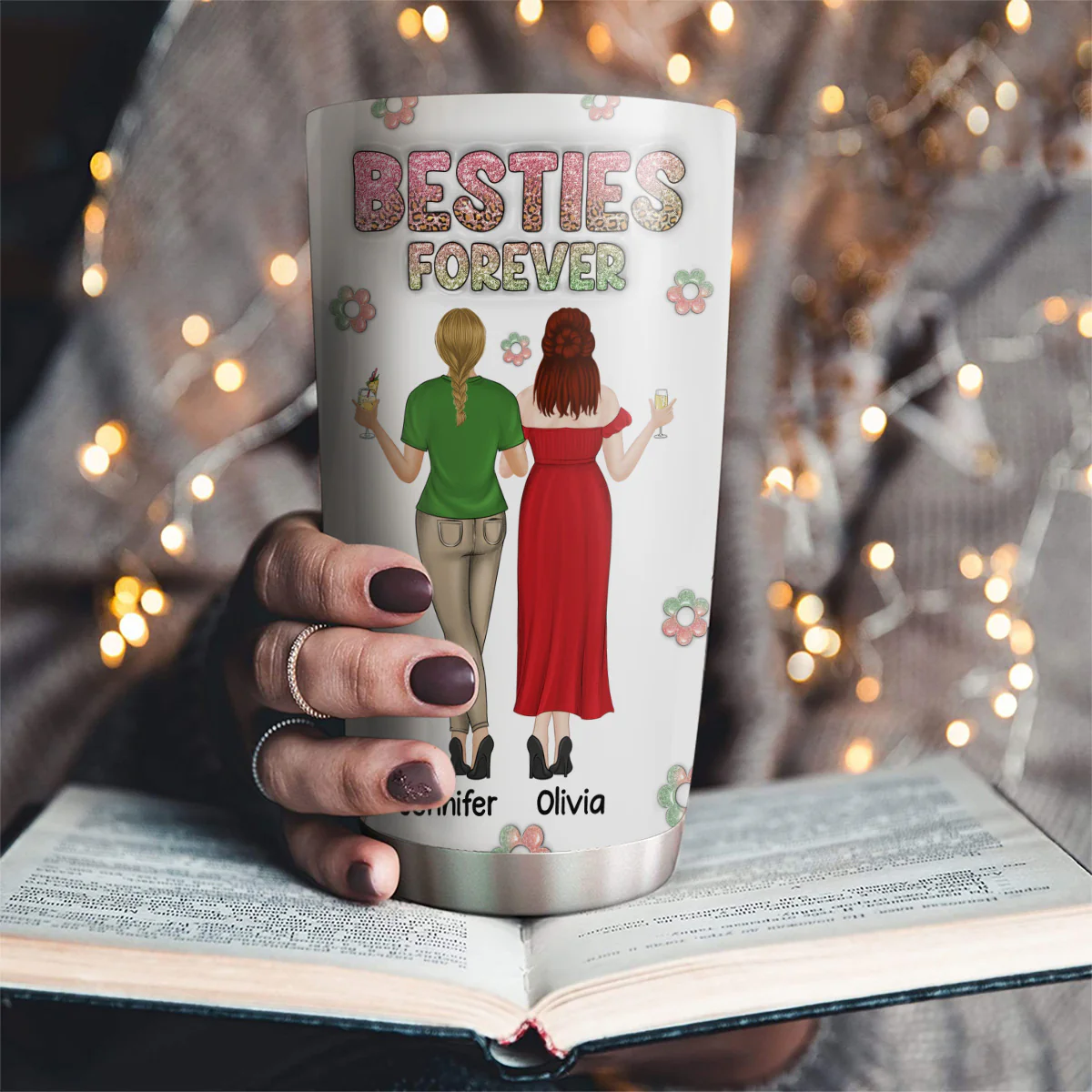 Always My Cute Bestfriend - Personalized Custom 3D Inflated Effect Tumbler - Image 2