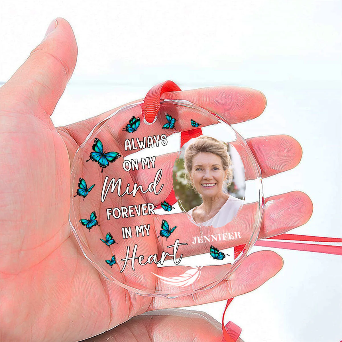 Always On My Mind - Personalized Custom Glass Ornament - Image 5