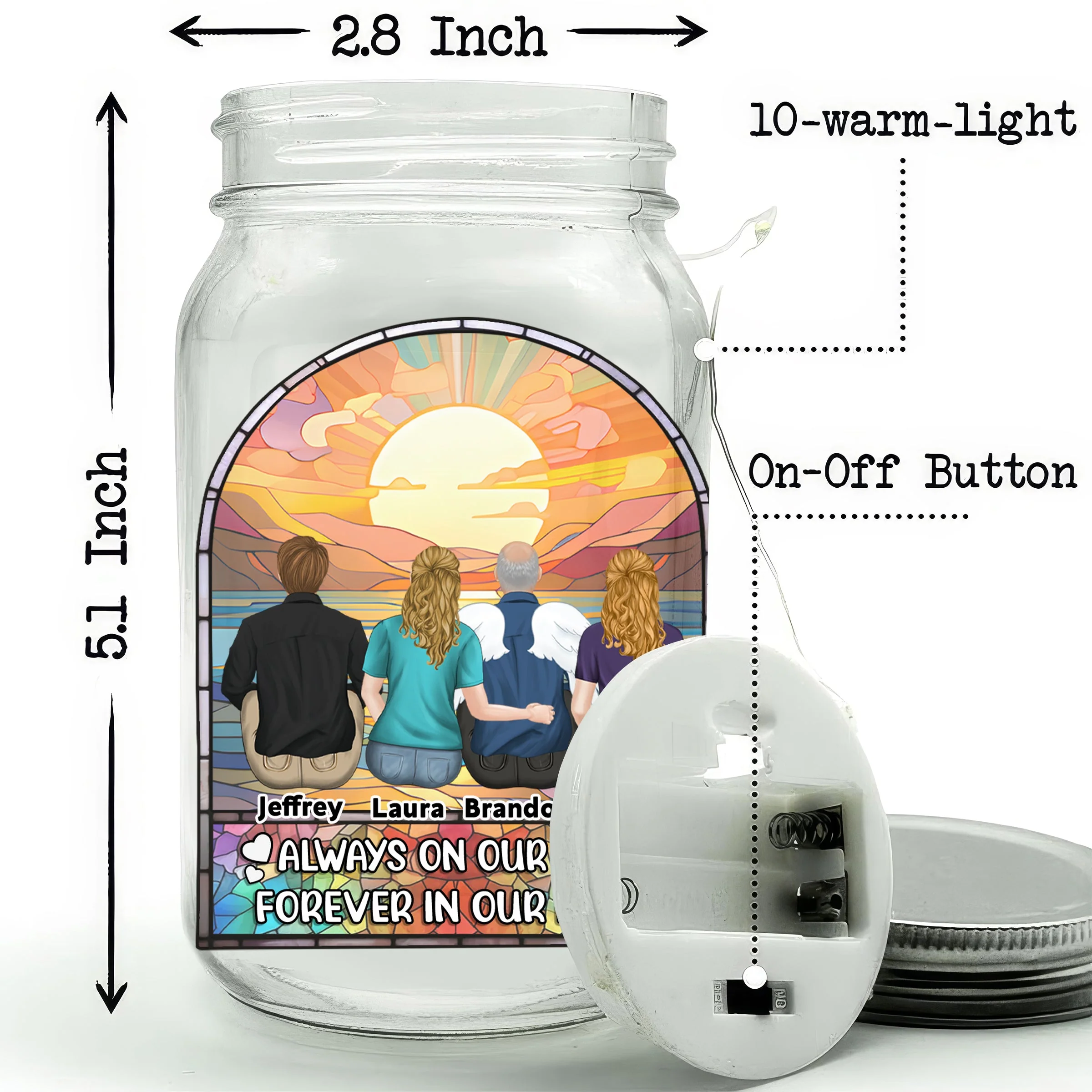 Always On My Mind - Personalized Custom Mason Jar Light - Image 4