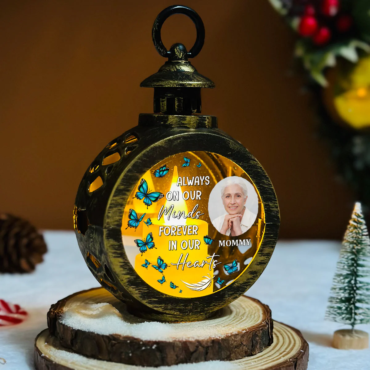 Always On Our Minds - Personalized Custom Christmas Lantern - Image 5