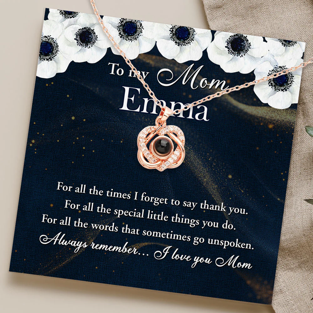 Always Remember - Personalized Custom Preserved Rose With Projection Necklace - Image 2