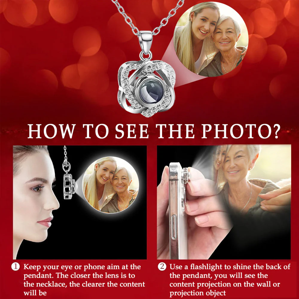 Always Remember - Personalized Custom Preserved Rose With Projection Necklace - Image 4
