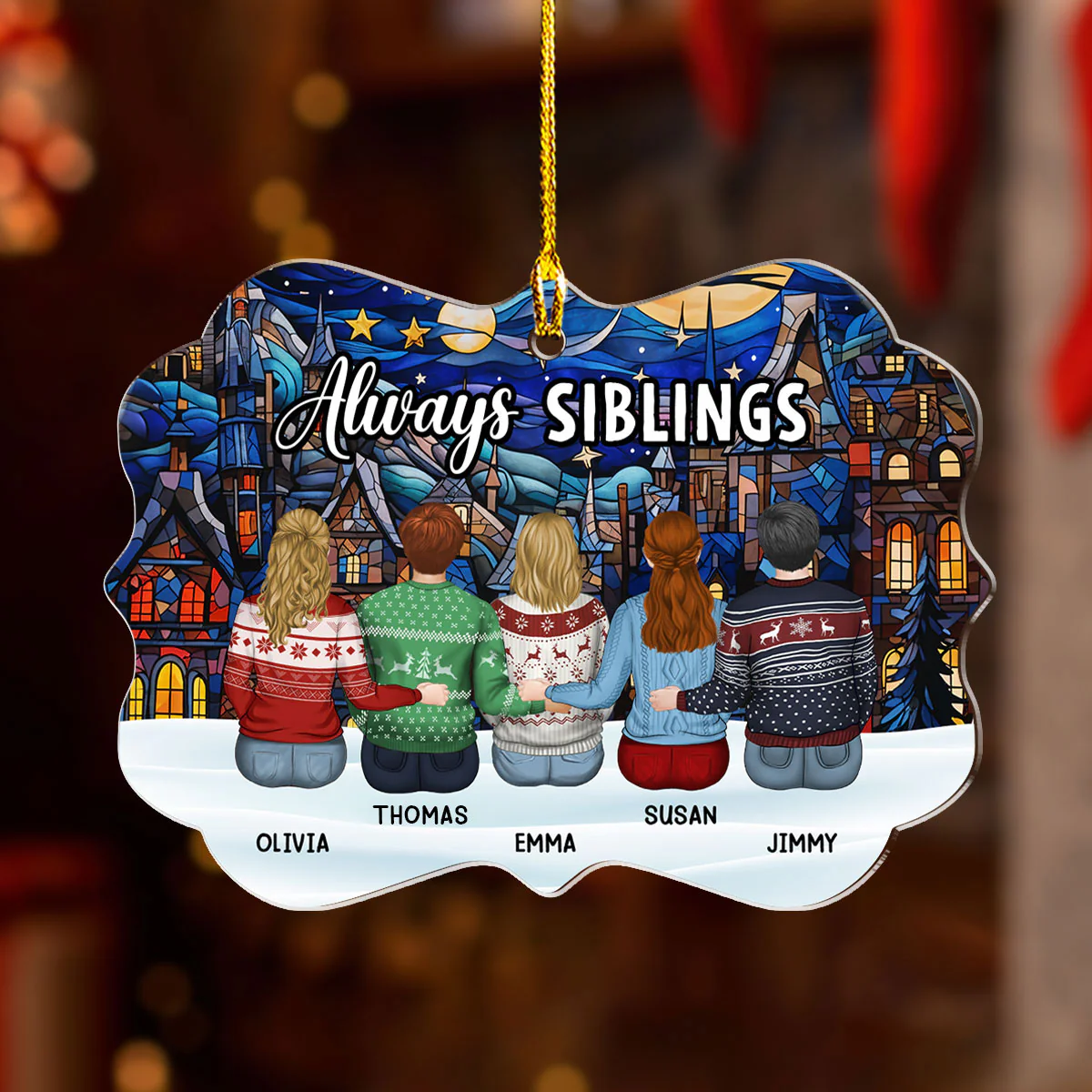 Always Siblings - Personalized Custom Acrylic Ornament - Image 2