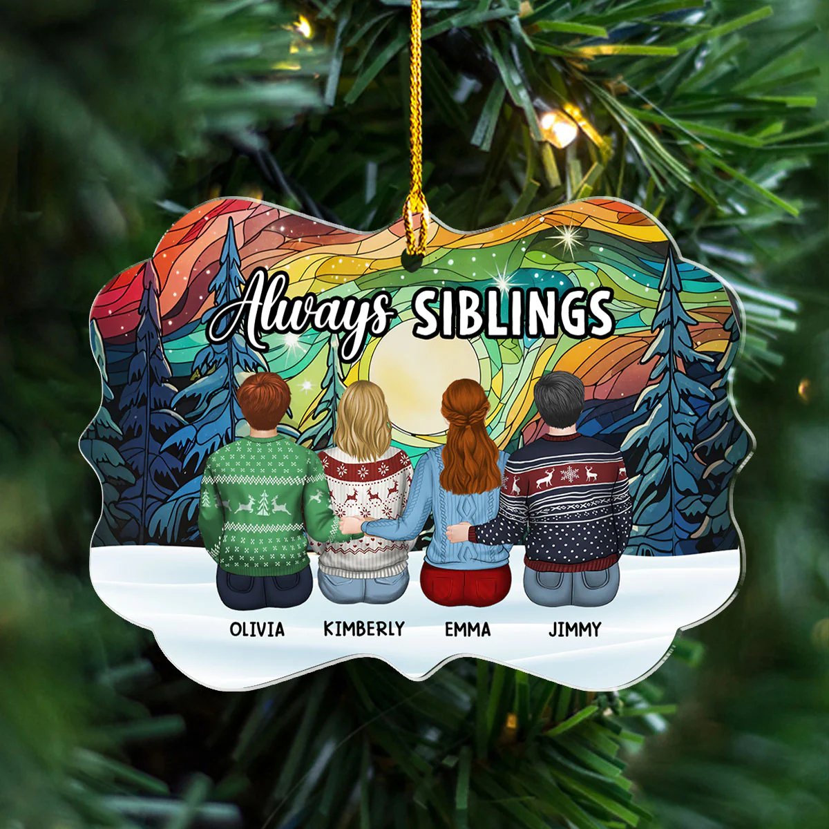 Always Siblings - Personalized Custom Acrylic Ornament - Image 3