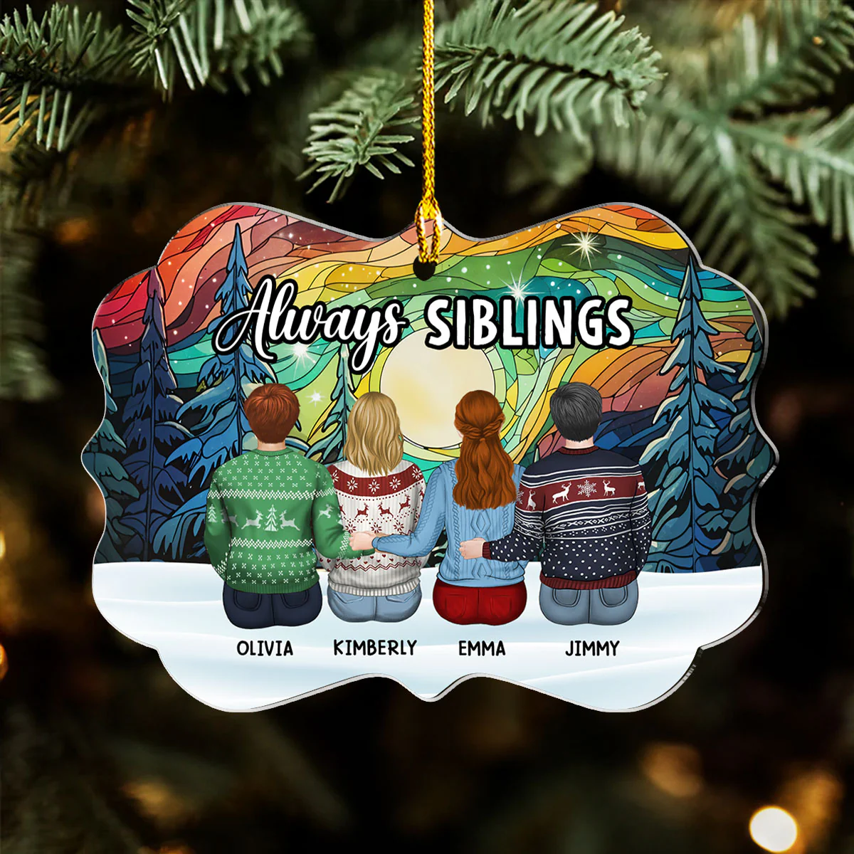 Always Siblings - Personalized Custom Acrylic Ornament - Image 4