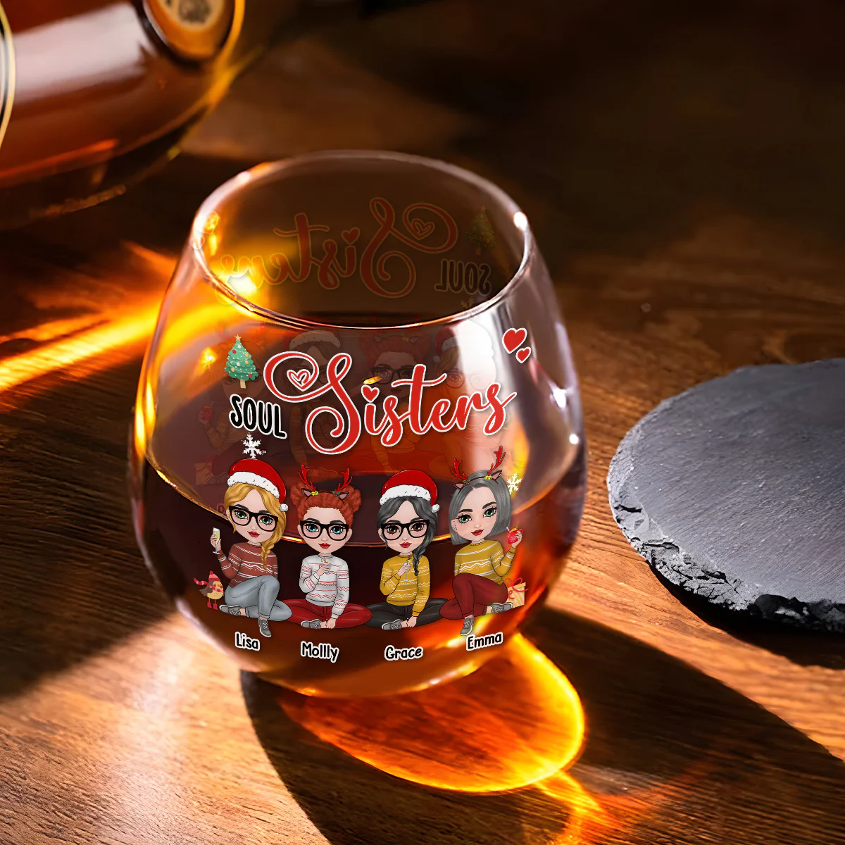Always Sisters - Personalized Custom Wine Glass - Image 4