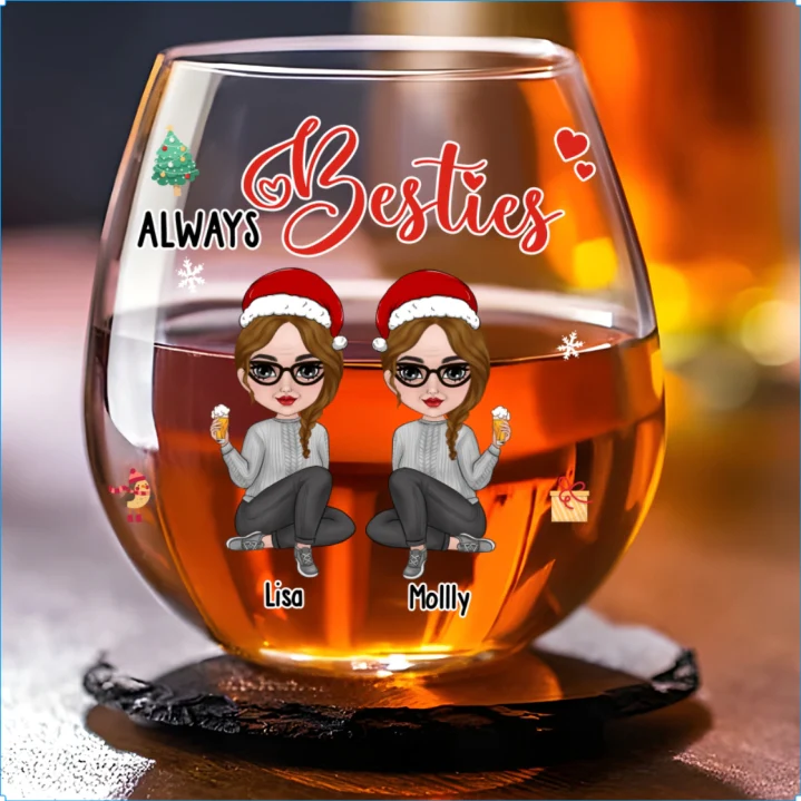 Always Sisters - Personalized Custom Wine Glass - Image 5