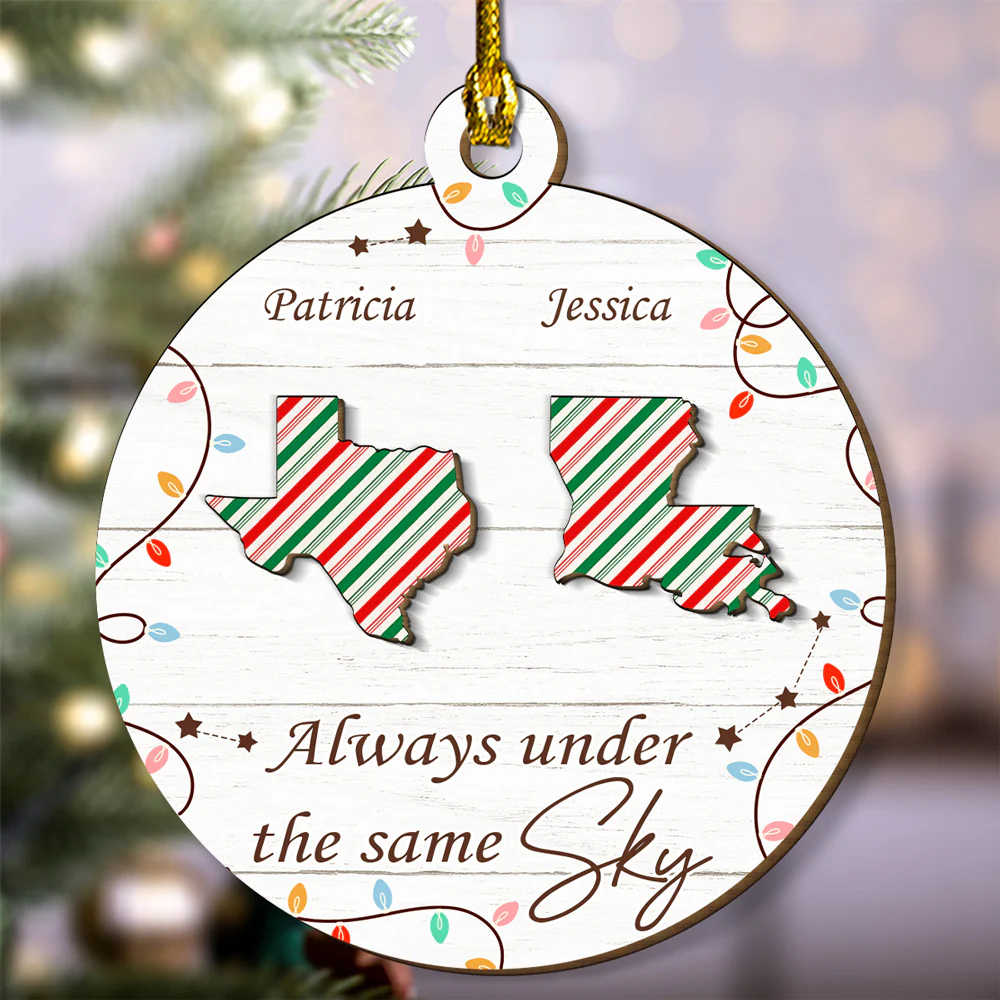 Always Under The Same Sky - Personalized Custom Freeshape 2-Layered Wood Ornament - Image 5