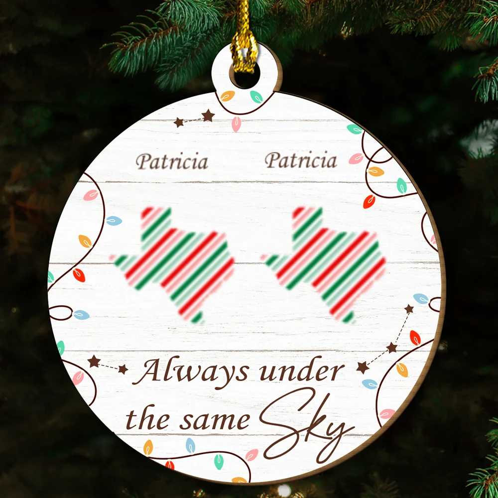Always Under The Same Sky - Personalized Custom Freeshape 2-Layered Wood Ornament - Image 6