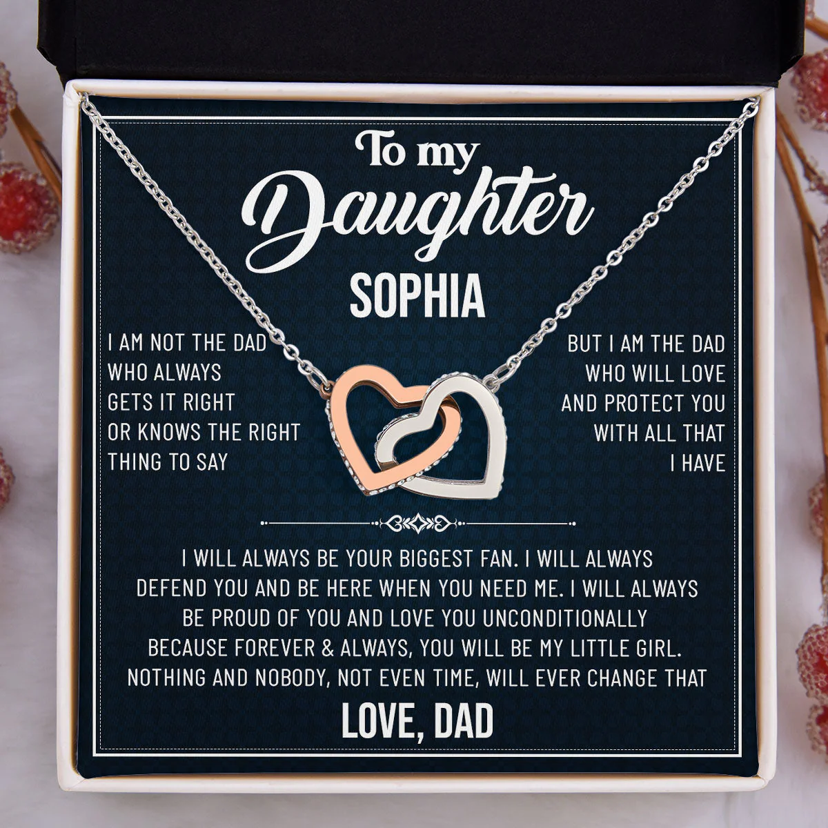 Always Will Love And Protect You - Personalized Custom Interlocking Heart Necklace