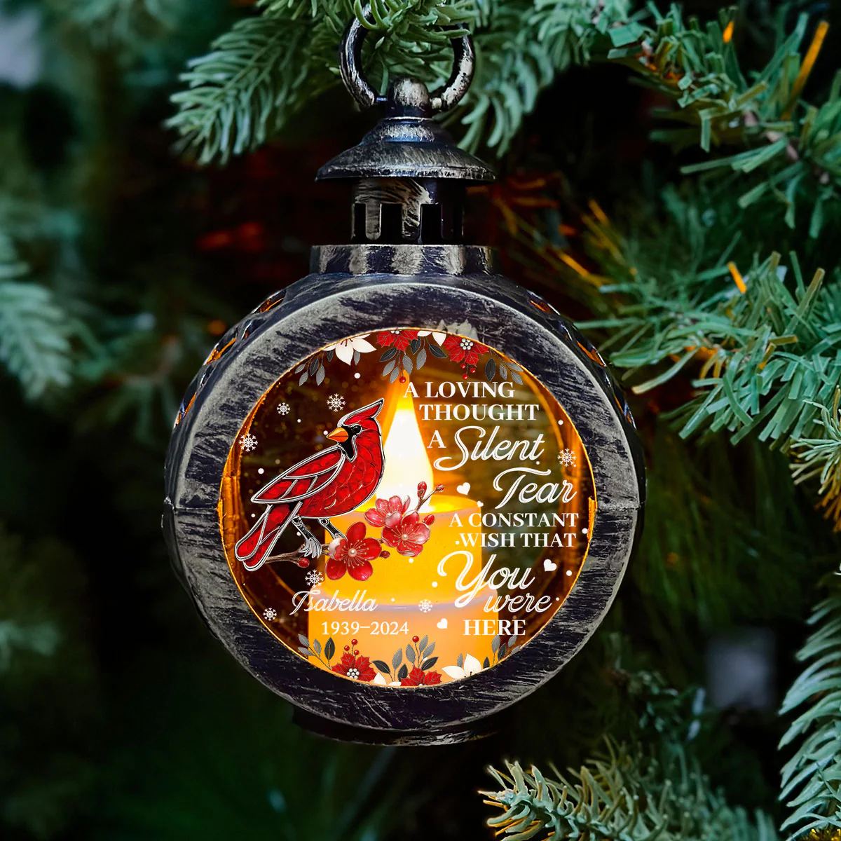 Always With You Cardinal - Personalized Custom Christmas Lantern - Image 2