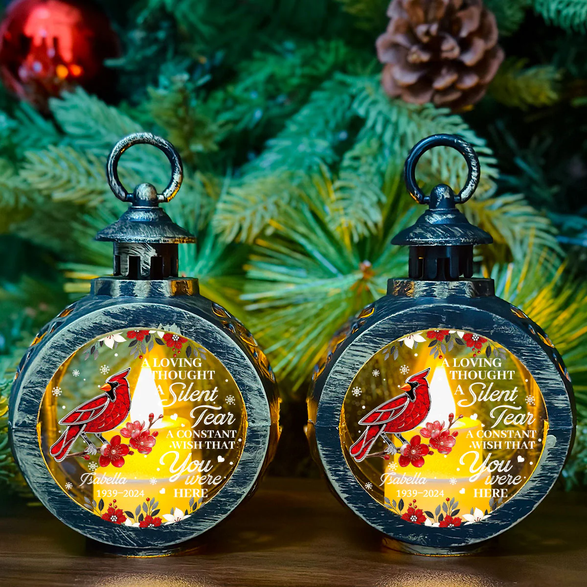 Always With You Cardinal - Personalized Custom Christmas Lantern - Image 6