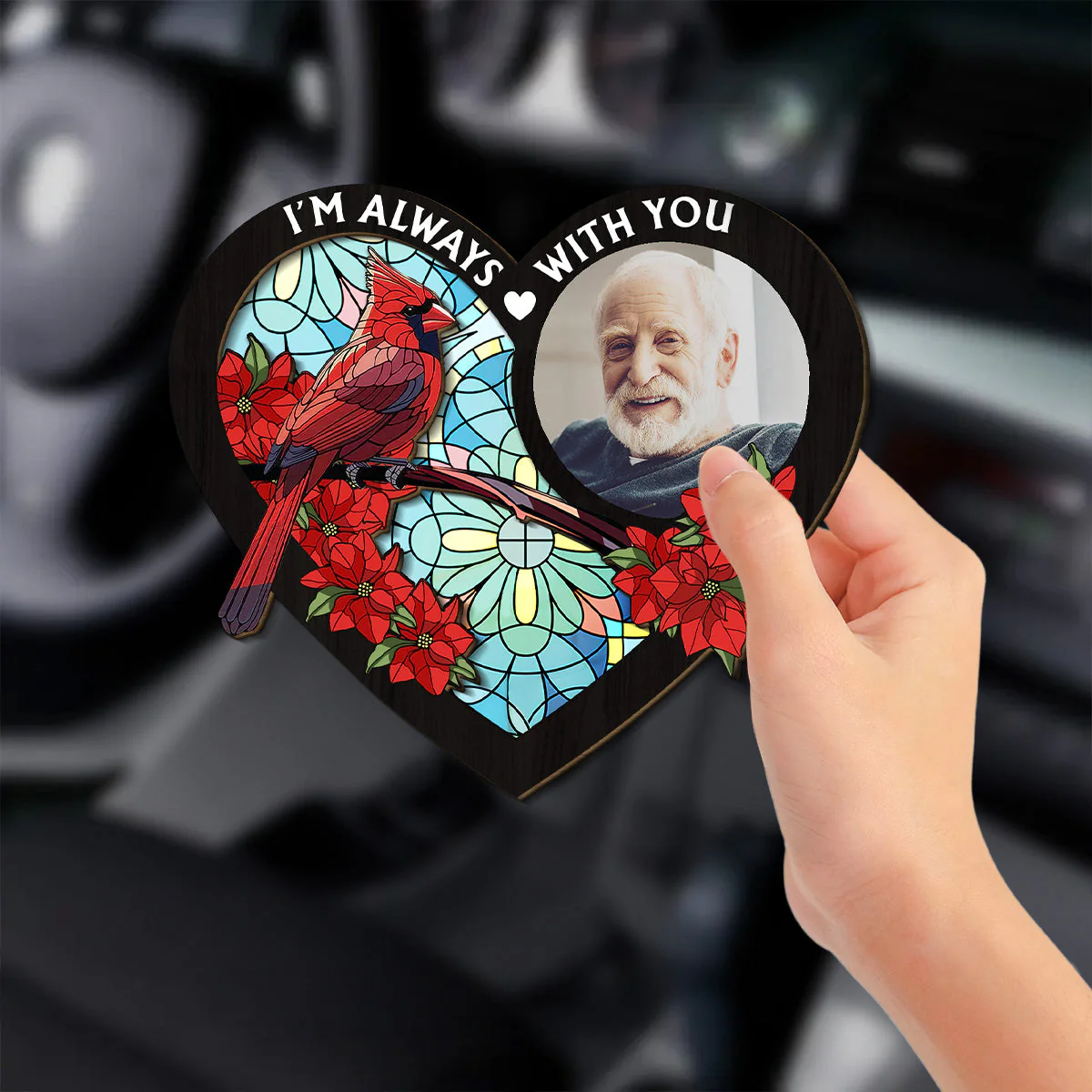 Always With You Memorial Heart - Personalized Custom Car Visor Clip - Image 2