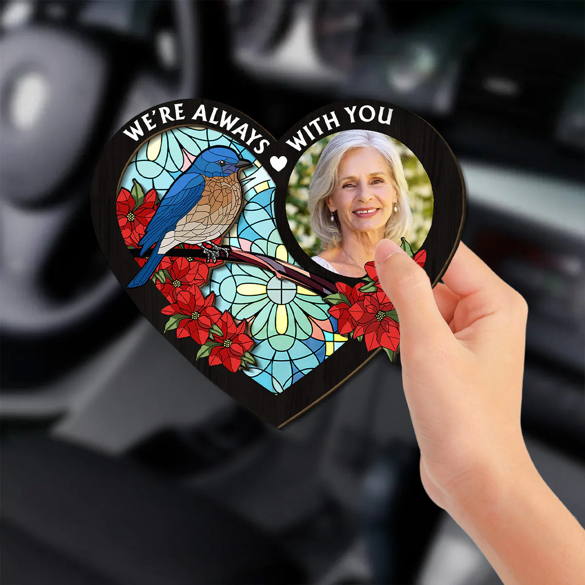 Always With You Memorial Heart - Personalized Custom Car Visor Clip - Image 4