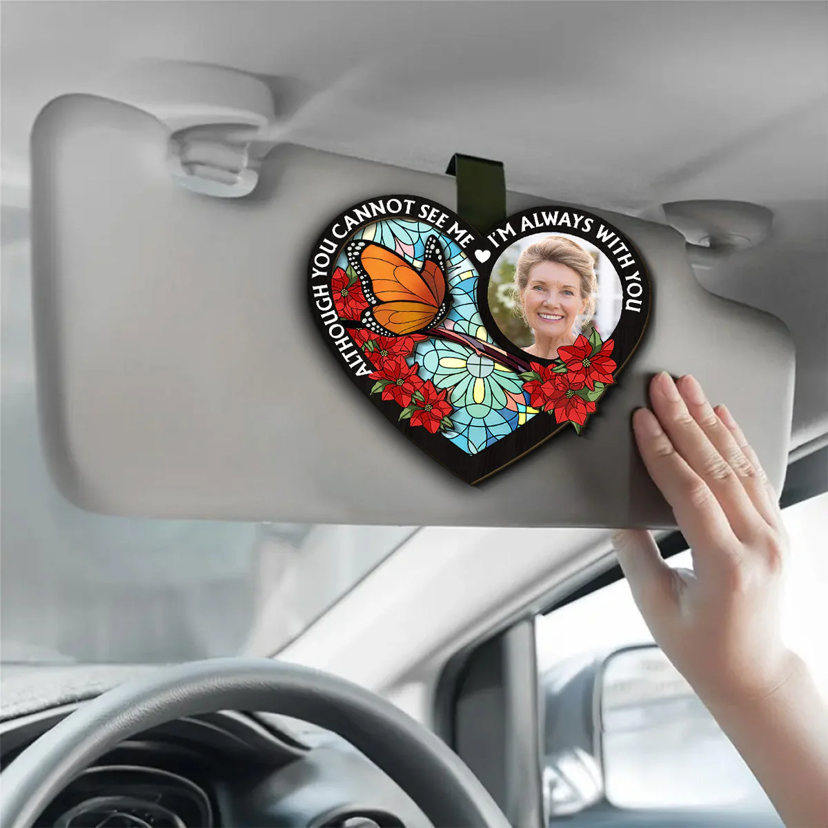 Always With You Memorial Heart - Personalized Custom Car Visor Clip - Image 5