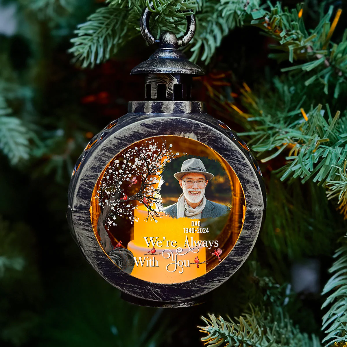 Always With You - Personalized Custom Christmas Lantern - Image 2