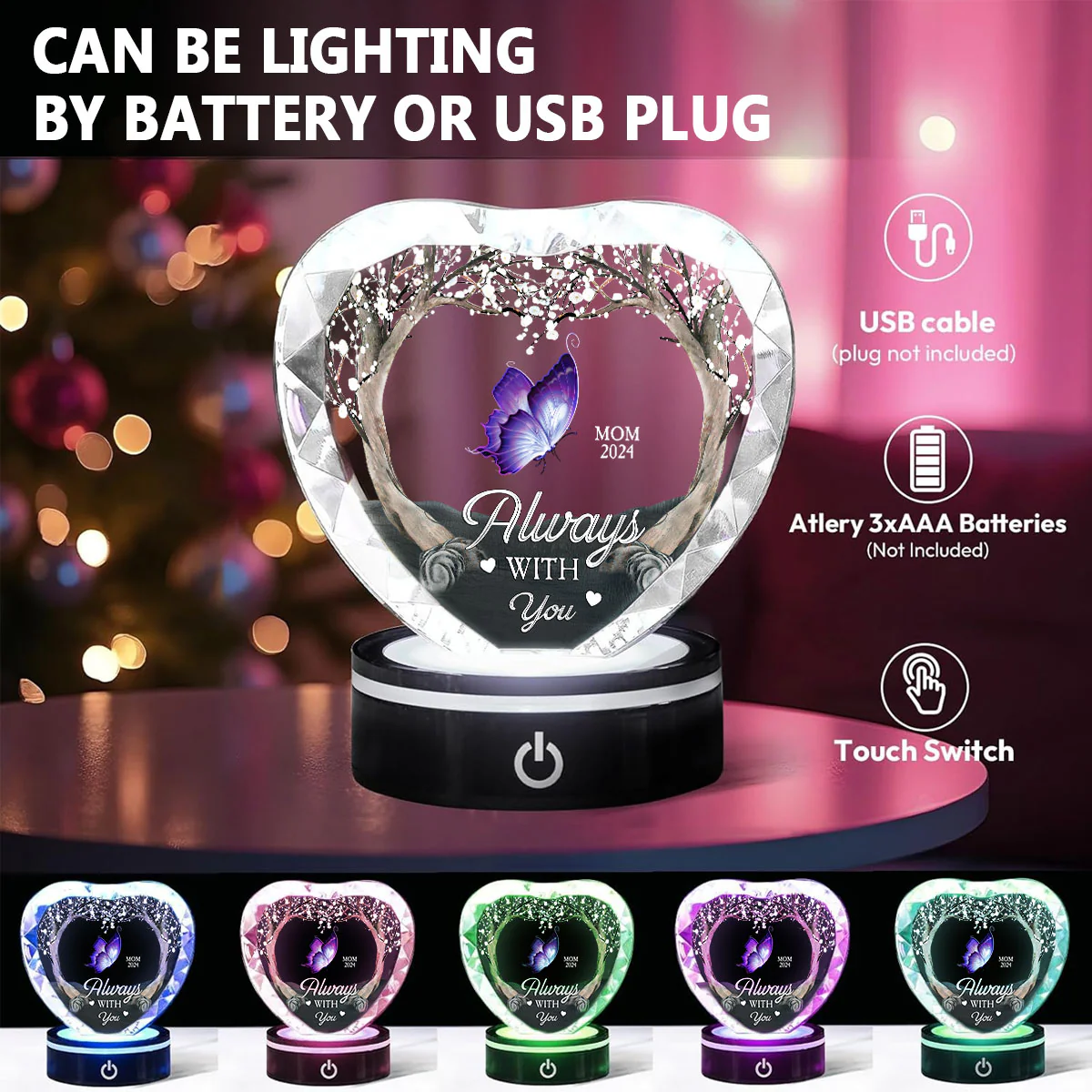 Always With You - Personalized Custom Crystal Led Light - Image 5