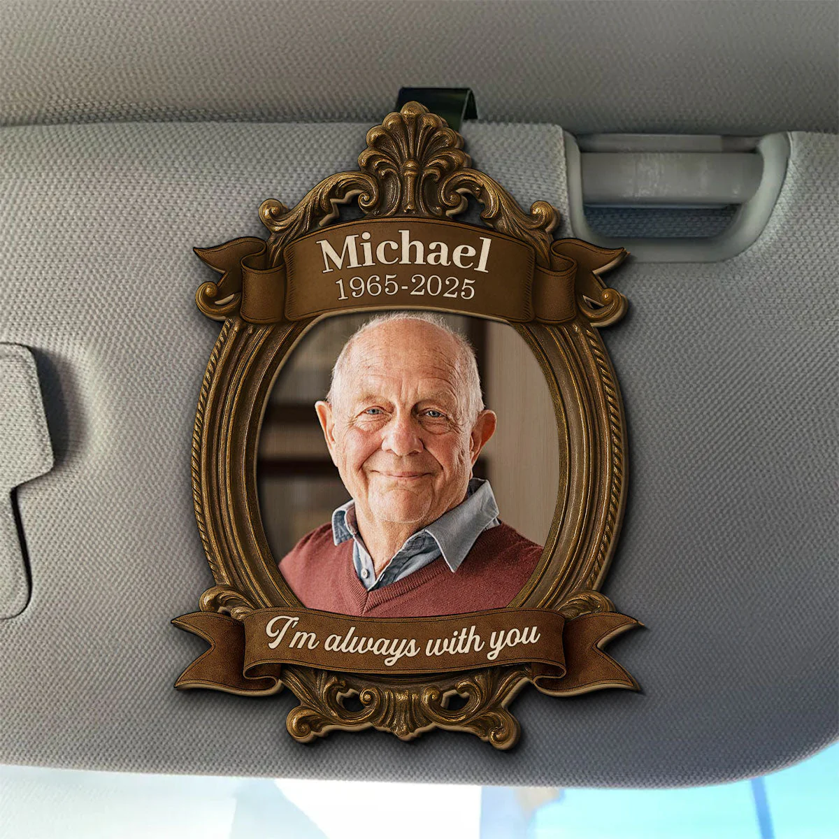 Always With You Vintage Frame - Personalized Custom Car Visor Clip - Image 5