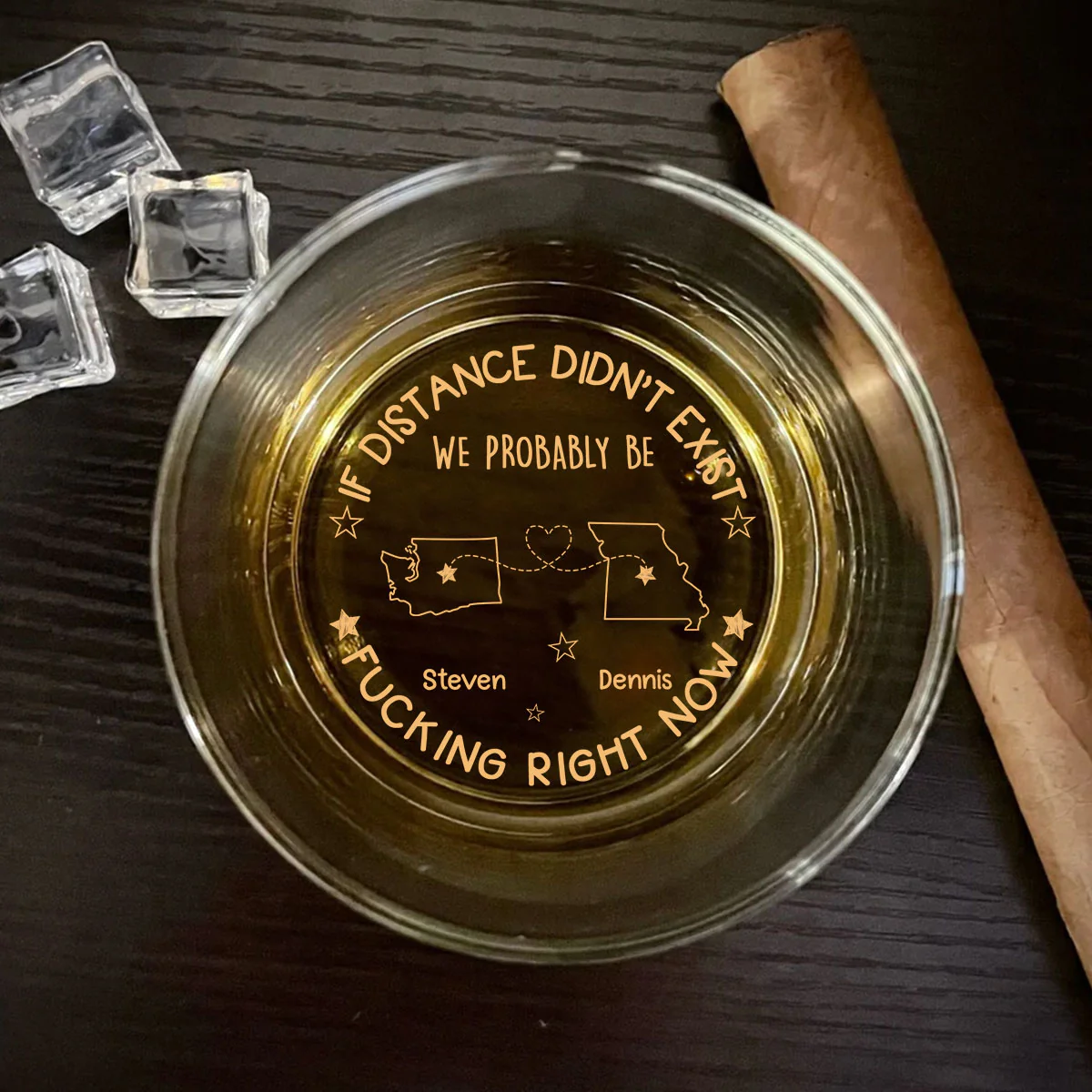 Always Yours Despite The Miles - Personalized Custom Engraved Whiskey Glass - Image 4