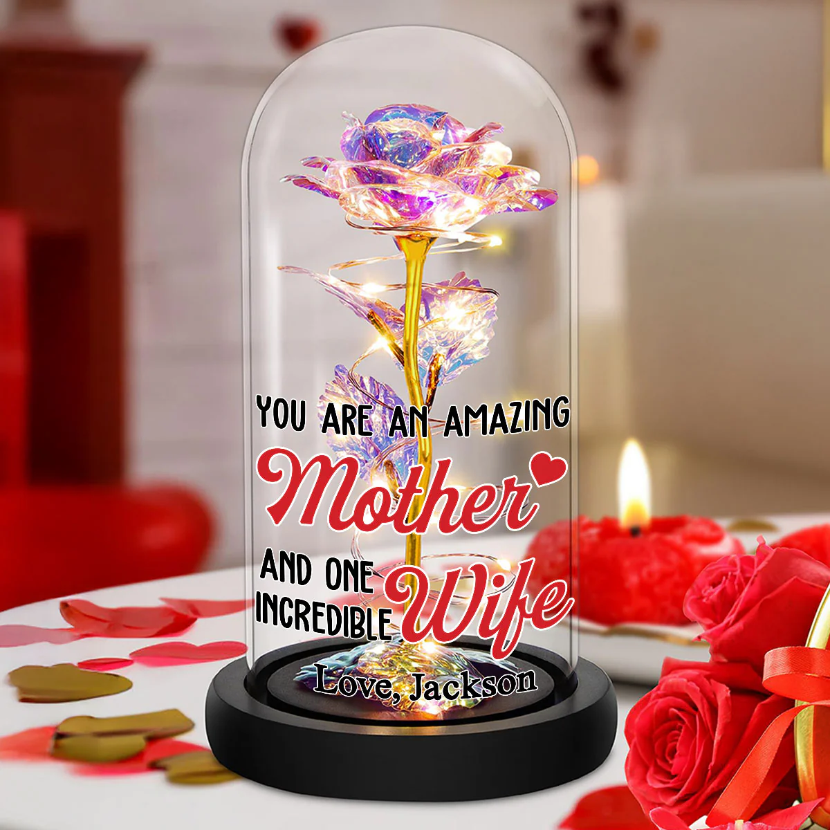 Amazing Mother - Personalized Custom Sparkly Rose - Image 2