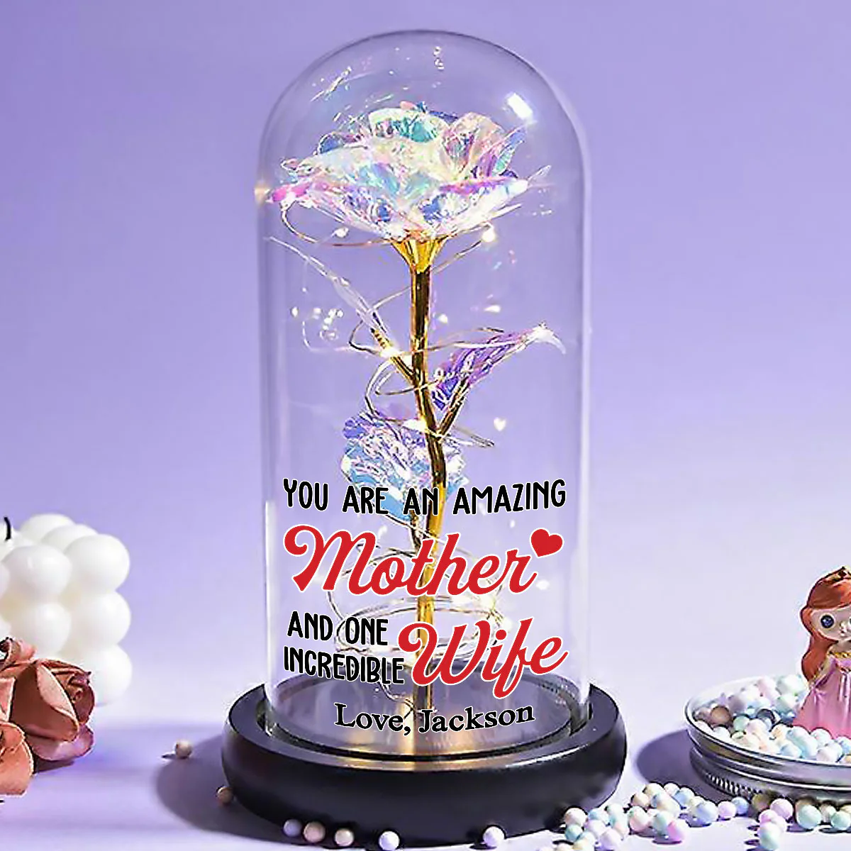 Amazing Mother - Personalized Custom Sparkly Rose - Image 3