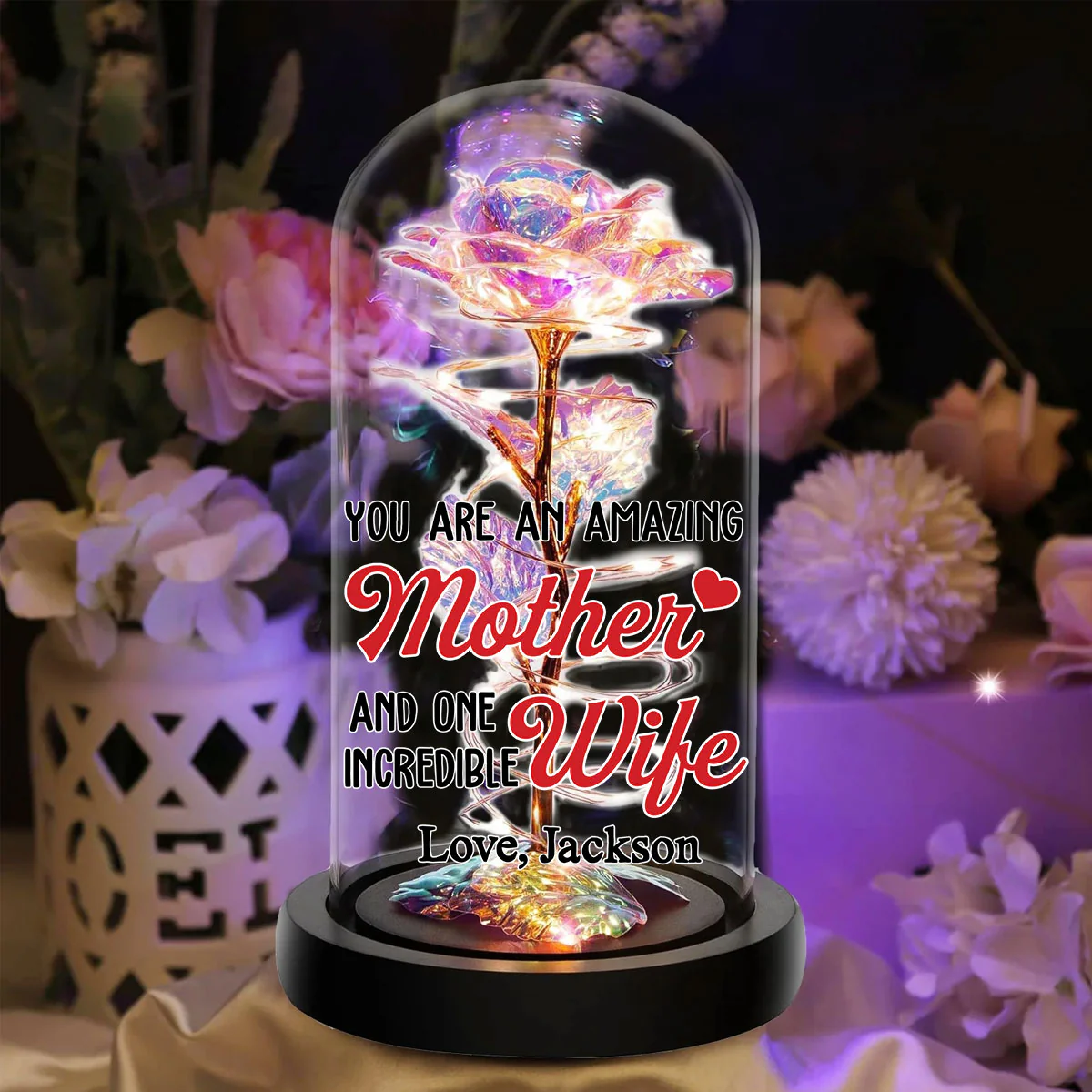 Amazing Mother - Personalized Custom Sparkly Rose - Image 5