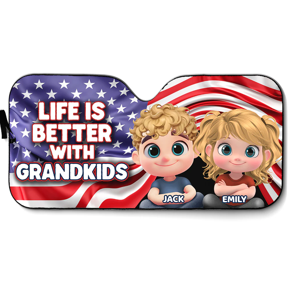 America Life is Better with Grandkids - Personalized Custom Car Sunshade