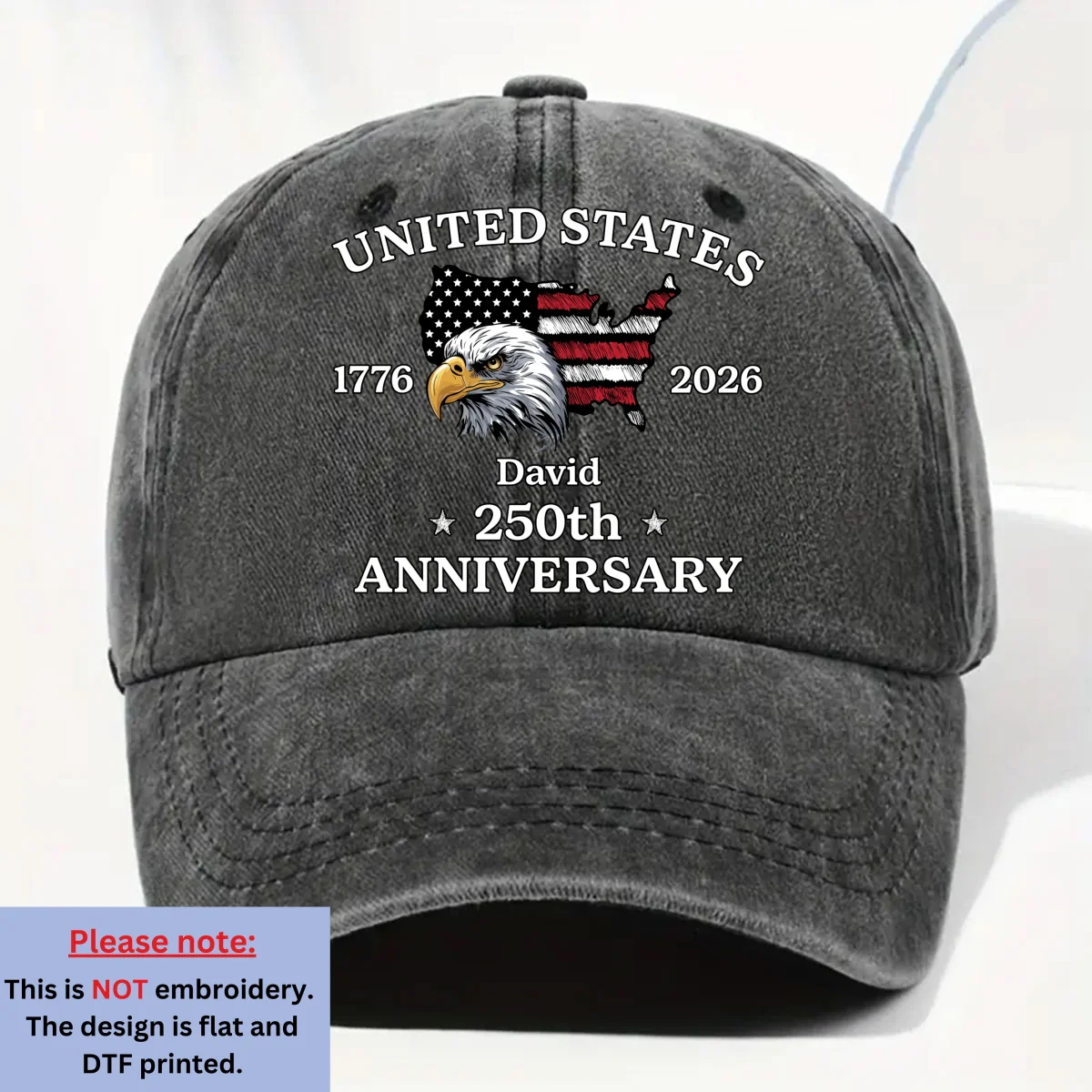 America Proud Then And Now - Personalized Custom Vintage Washed Denim Cap - Image 6