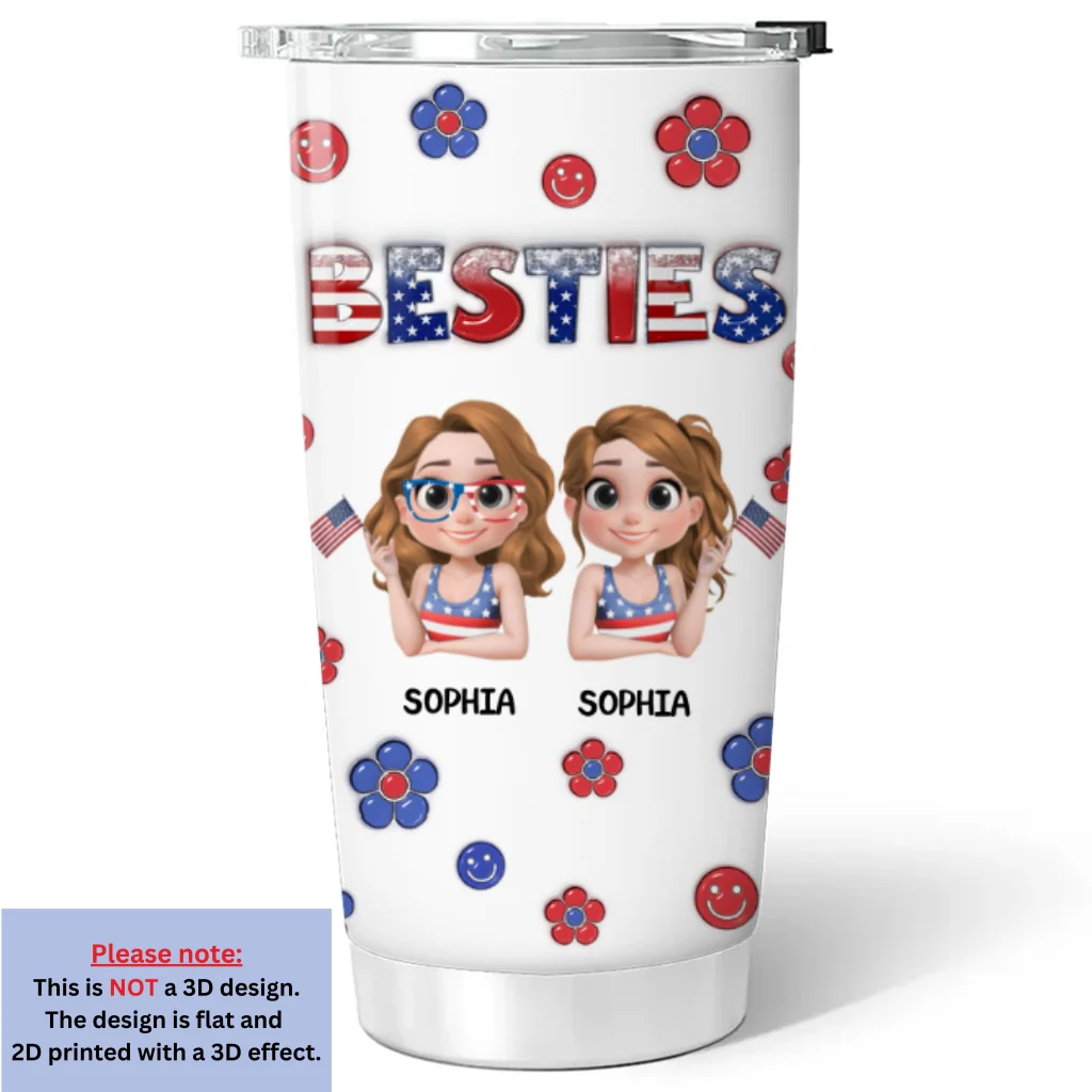 American Besties  - Personalized Custom 3D Inflated Effect Tumbler - Image 6