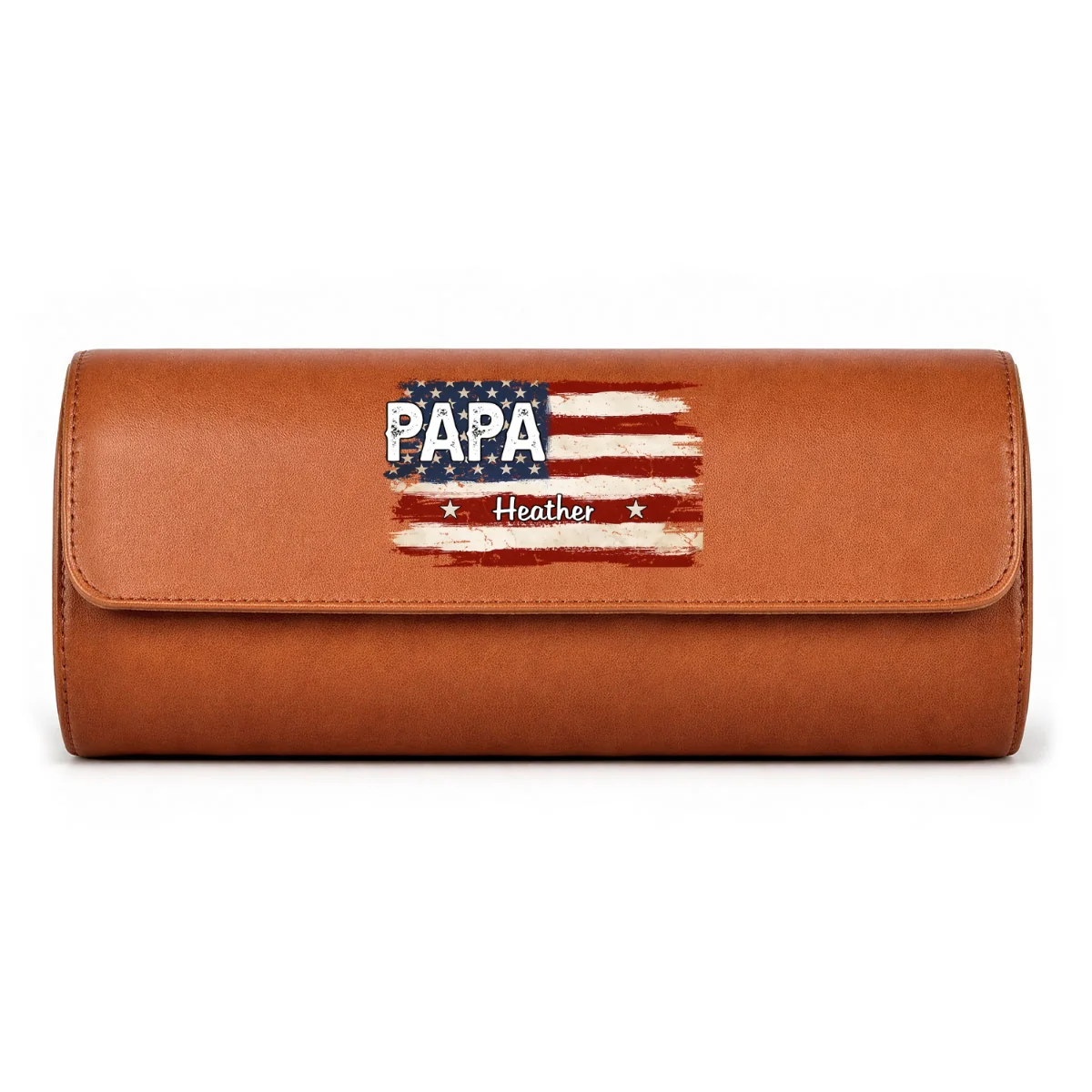 American Flag Name - Personalized Custom Leather Watch Case - Image 11
