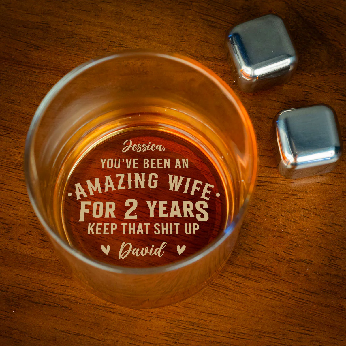 An Amazing Wife - Personalized Custom Engraved Whiskey Glass - Image 2