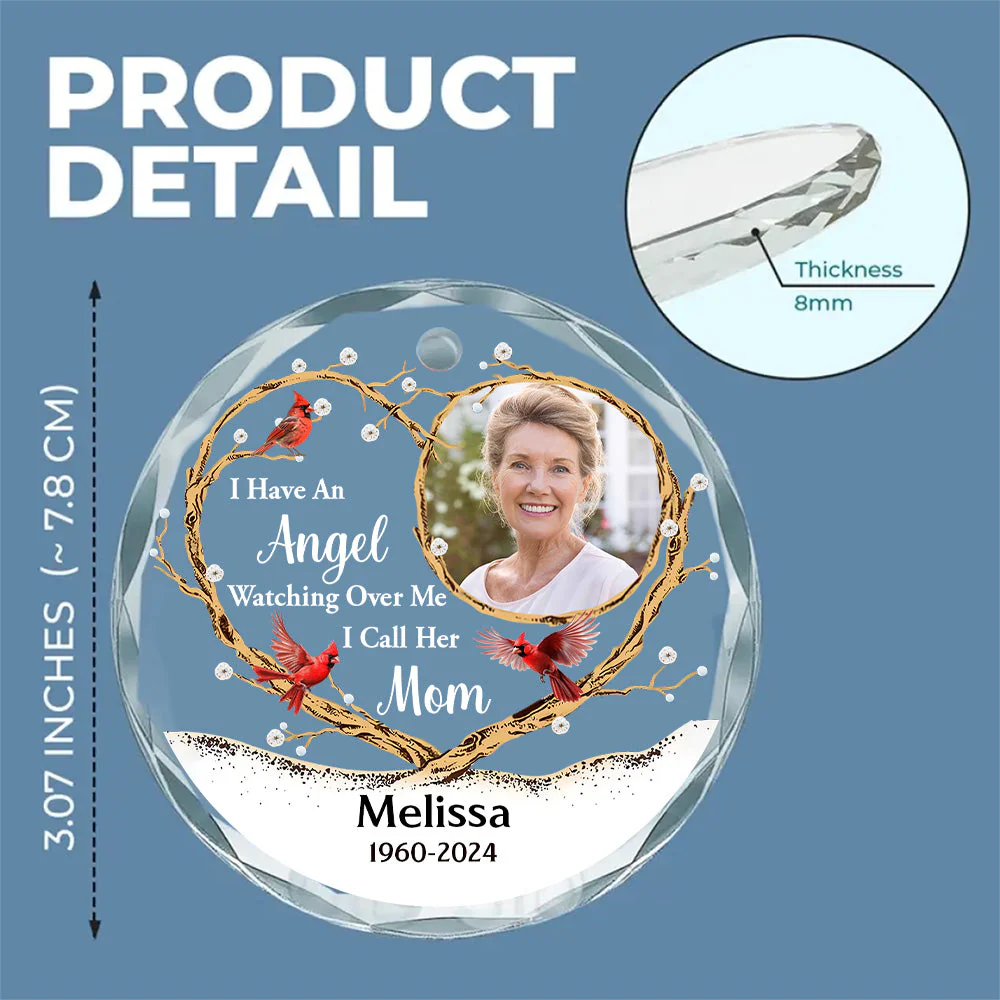 An Angel Watching Over Me - Personalized Custom Glass Ornament - Image 6