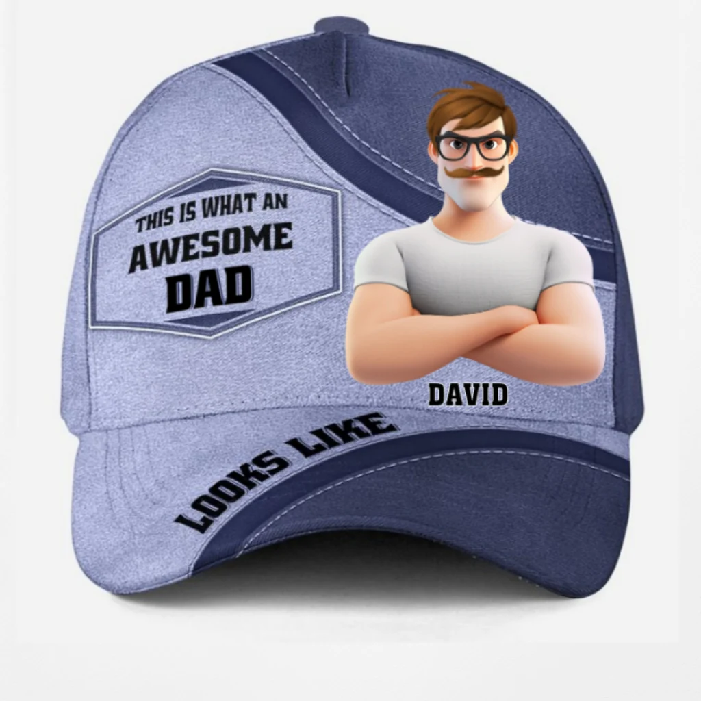 An Awesome Dad Looks Like - Personalized Classic Cap - Image 5