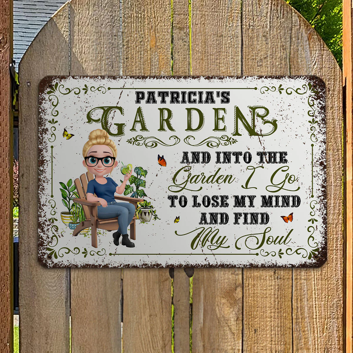 And Into The Garden I Go Gardening - Personalized Custom Metal Sign - Image 2