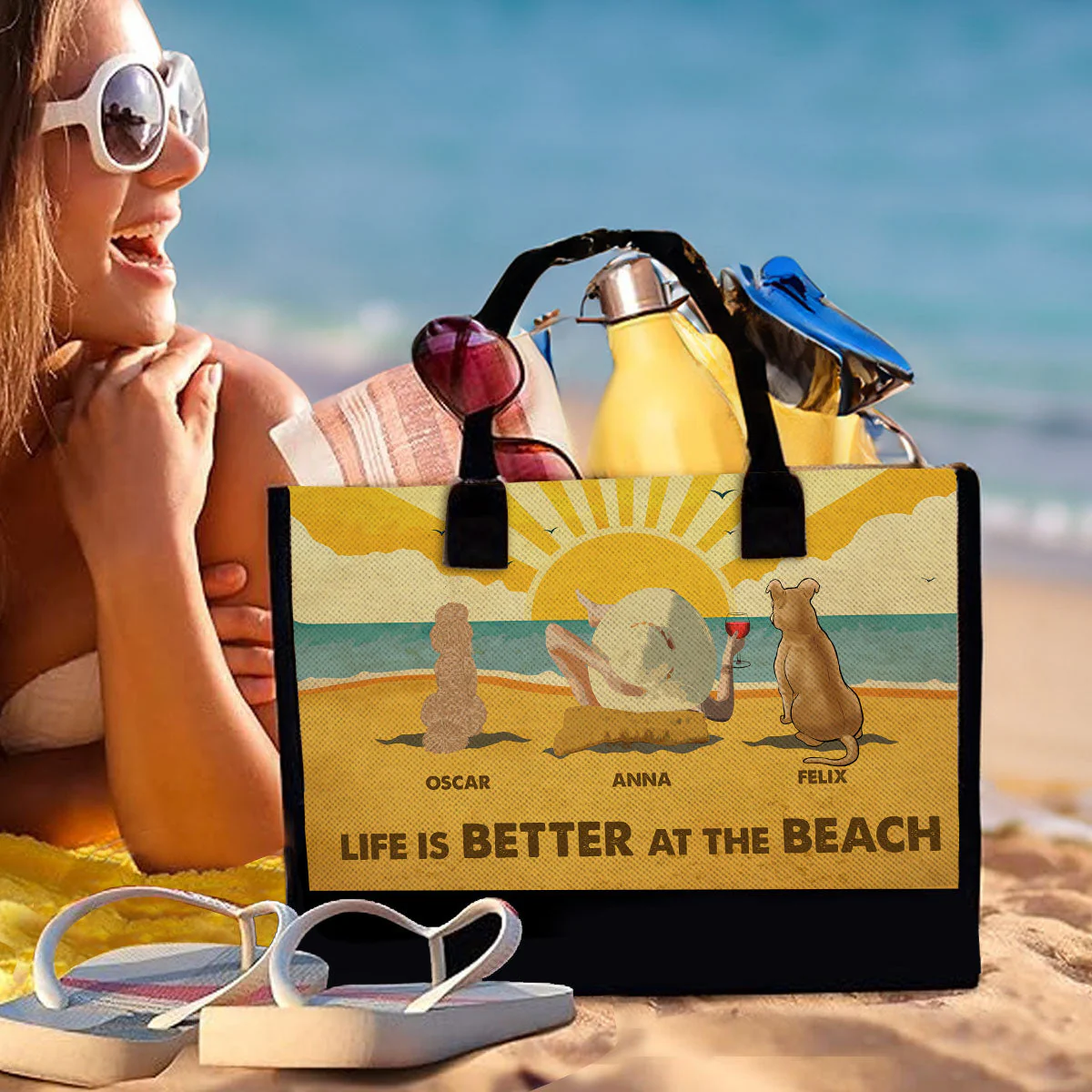 And She Lived Happily Ever After - Personalized Custom Canvas Tote Bag - Image 4