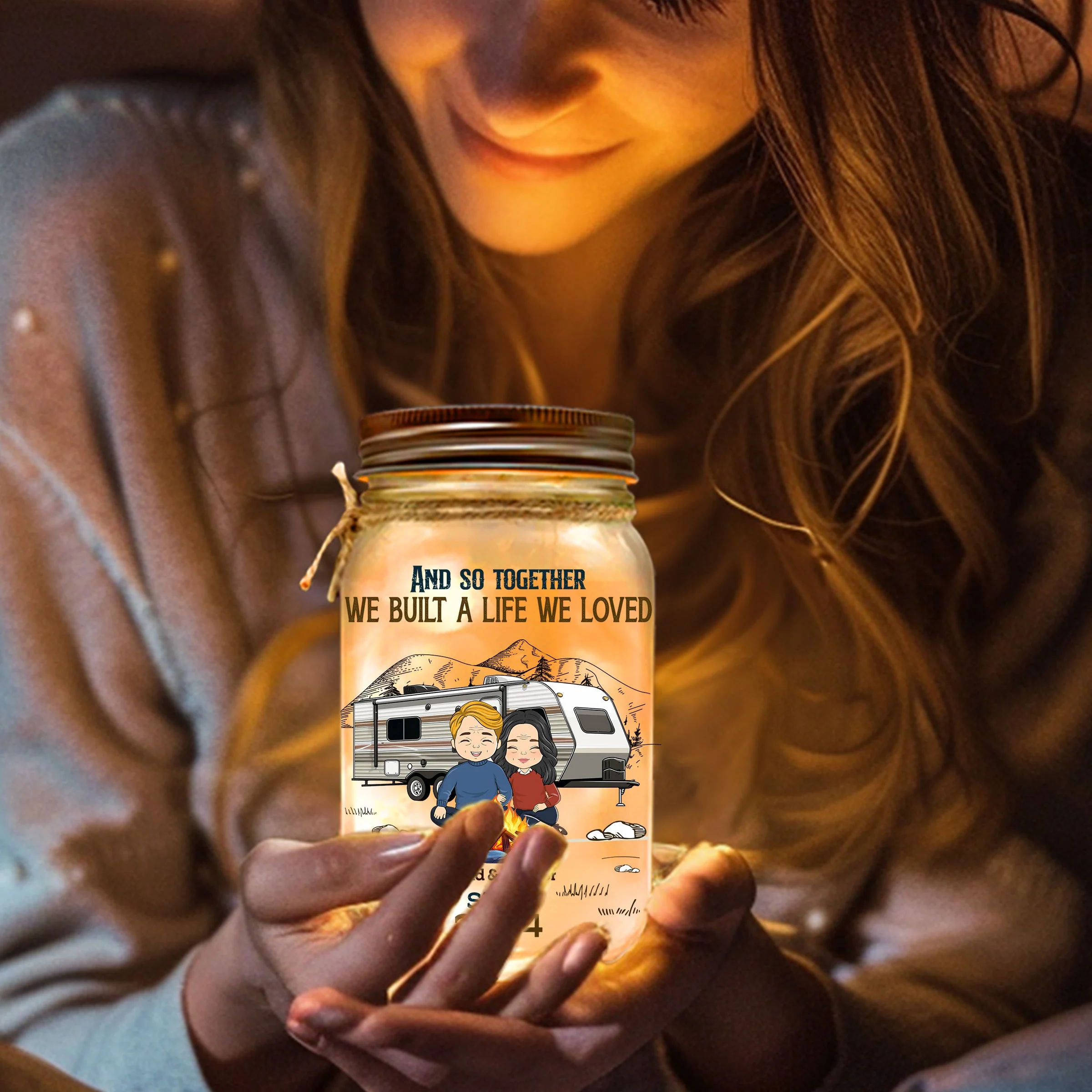 And So Together We Built A Life We Loved - Personalized Custom Mason Jar Light - Image 3