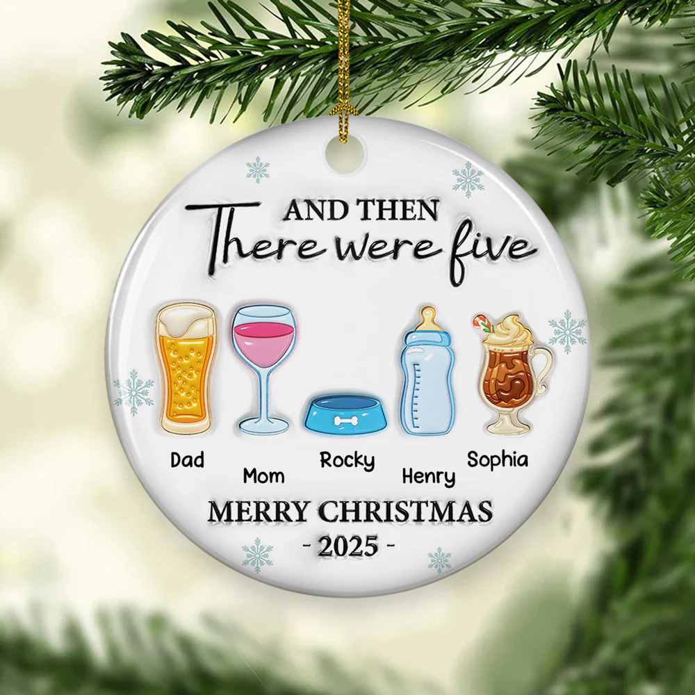 And Then There Were Four - Personalized Custom 3D Inflated Effect Ceramic Ornament - Image 2
