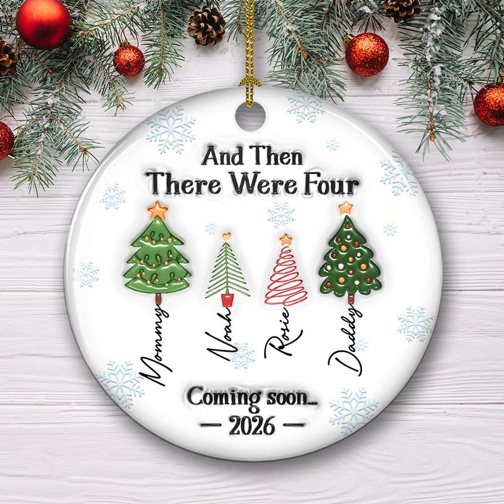 And Then There Were Three - Personalized Custom 3D Inflated Effect Ceramic Ornament - Image 2