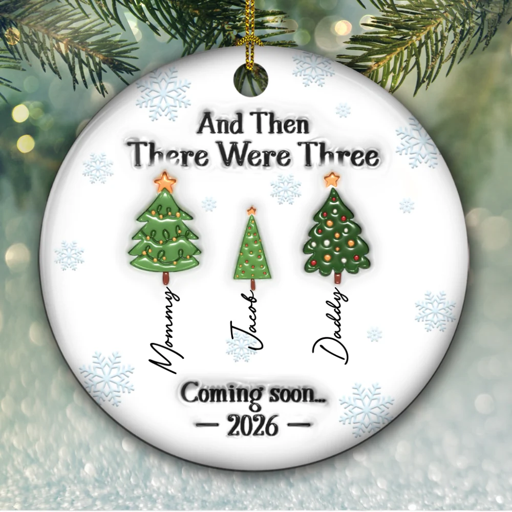 And Then There Were Three - Personalized Custom 3D Inflated Effect Ceramic Ornament - Image 5