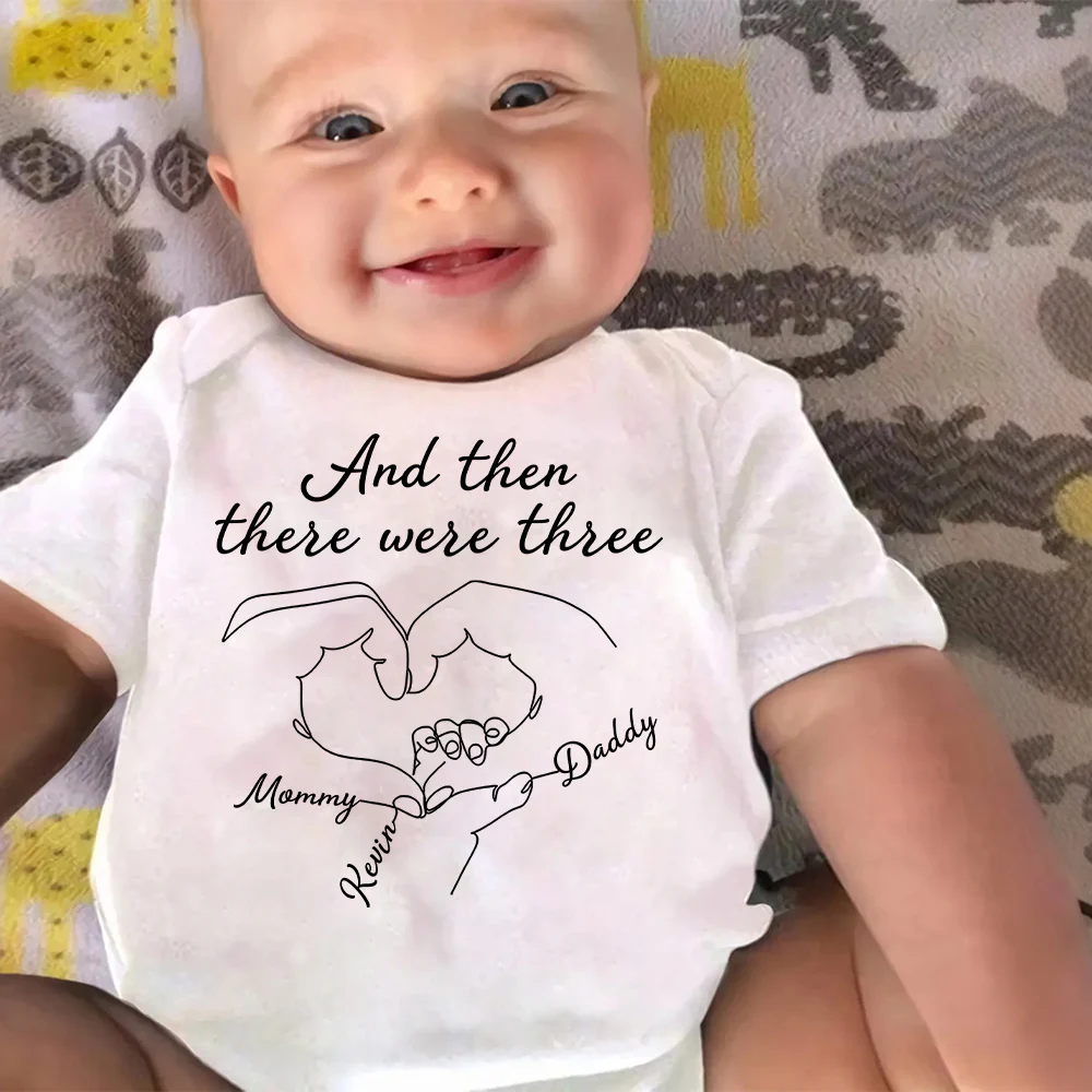 And Then There Were Three - Personalized Custom Baby Onesie - Image 2