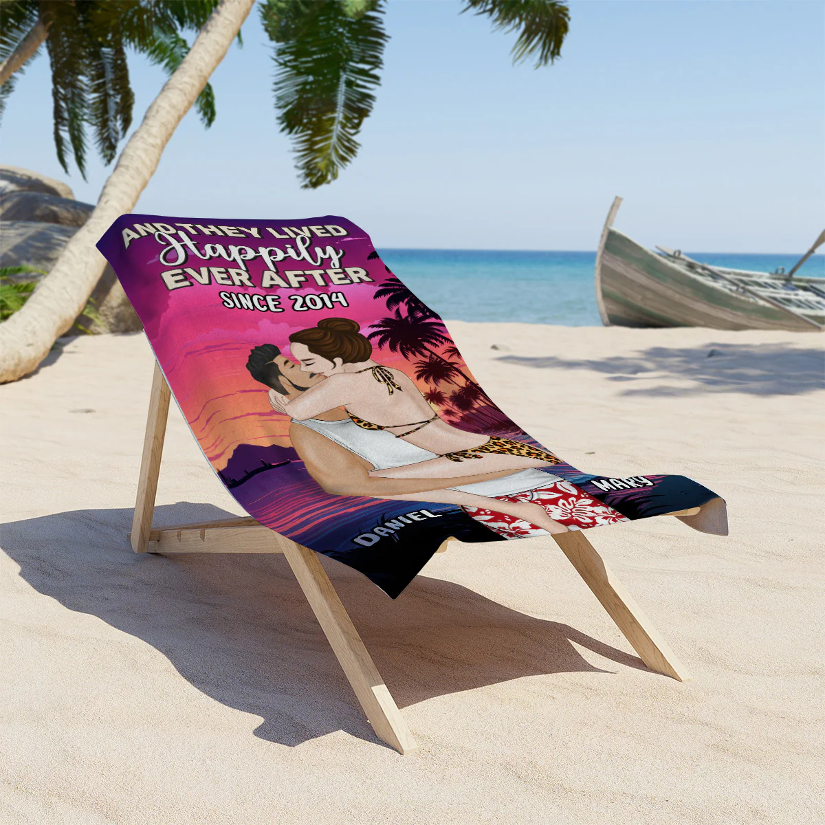 And They Lived Happily Ever After - Personalized Custom Beach Towel - Image 2