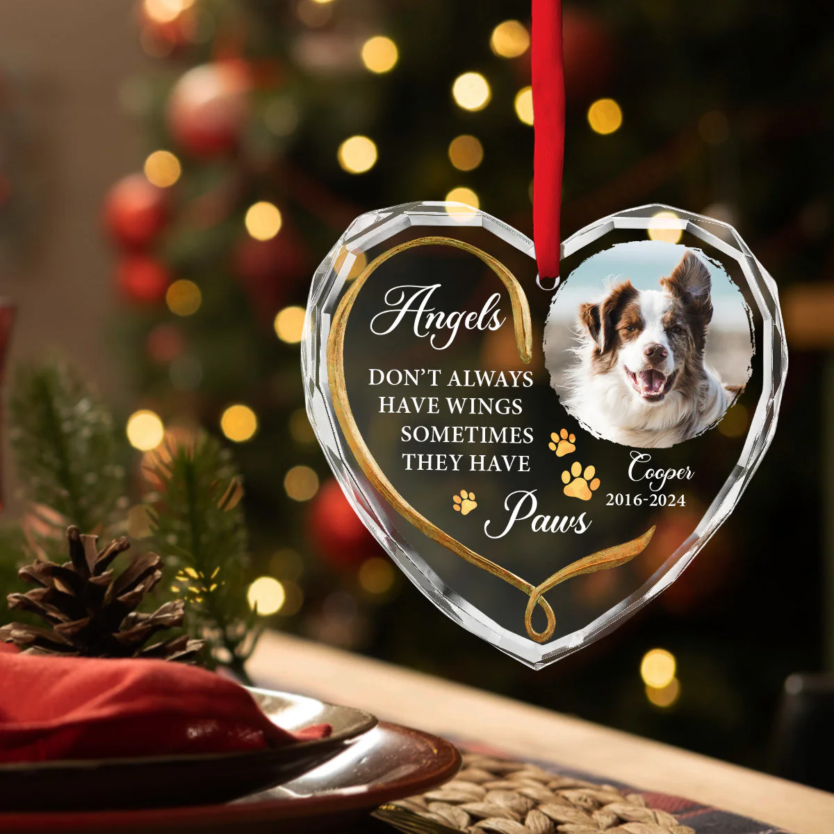 Angels Do Not Have Wings - Personalized Custom Glass Ornament - Image 4