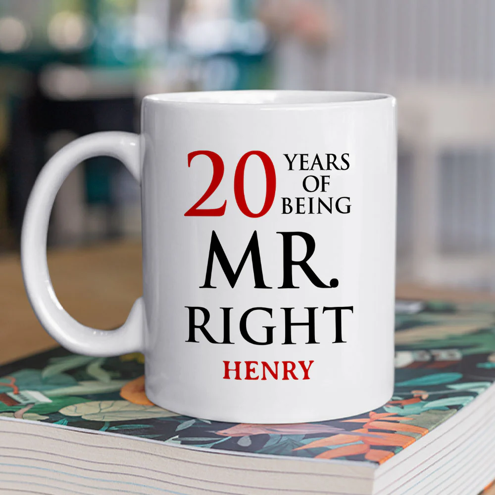 Anniversary Of Being Mr And Mrs Right - Personalized Custom Coffee Mug - Image 2