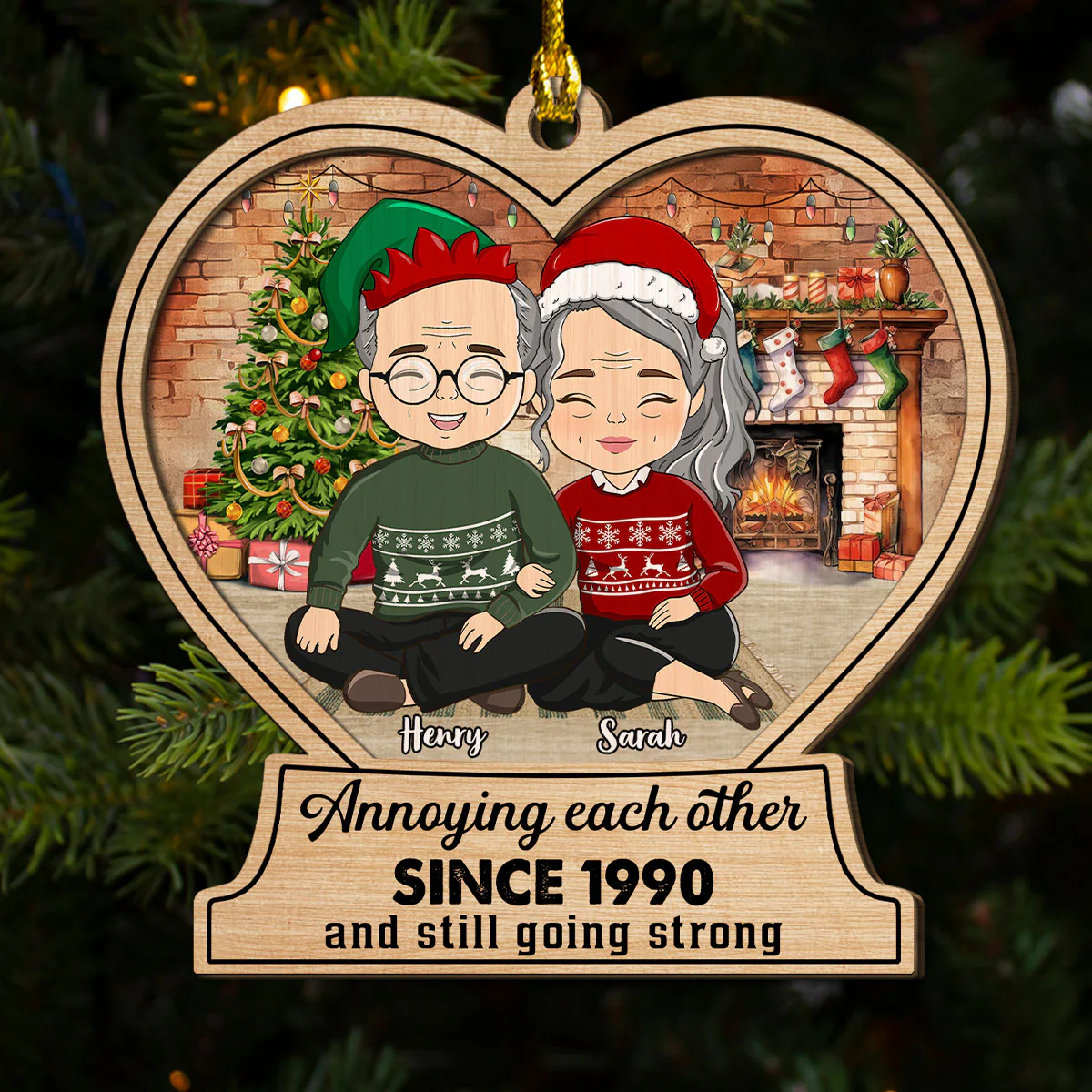 Annoying Each Other And Still Going Strong - Personalized Custom 2-Layered Wood Ornament - Image 2
