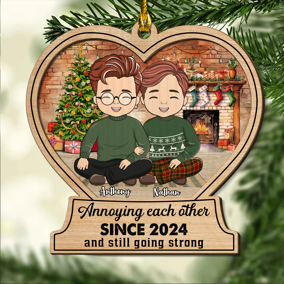 Annoying Each Other And Still Going Strong - Personalized Custom 2-Layered Wood Ornament - Image 4